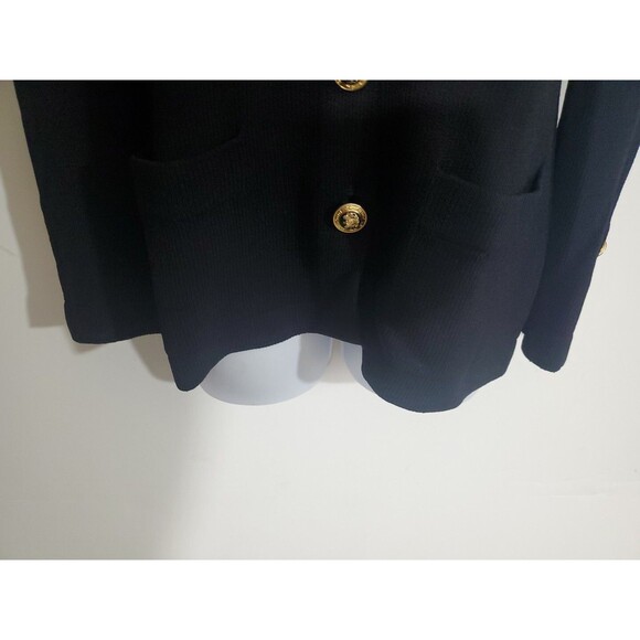 St. John Black Gold Button Down Cardigan Sweater Santana Knit Medium Classic - Picture 5 of 10